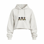 Diplomatic Monkeys Oversize Crop Hoodie — Beyaz — Ön baskı