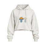 Dolce Calma Oversize Crop Hoodie — Beyaz — Ön baskı
