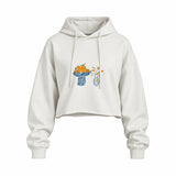 Dolce Calma Oversize Crop Hoodie — Beyaz — Ön baskı