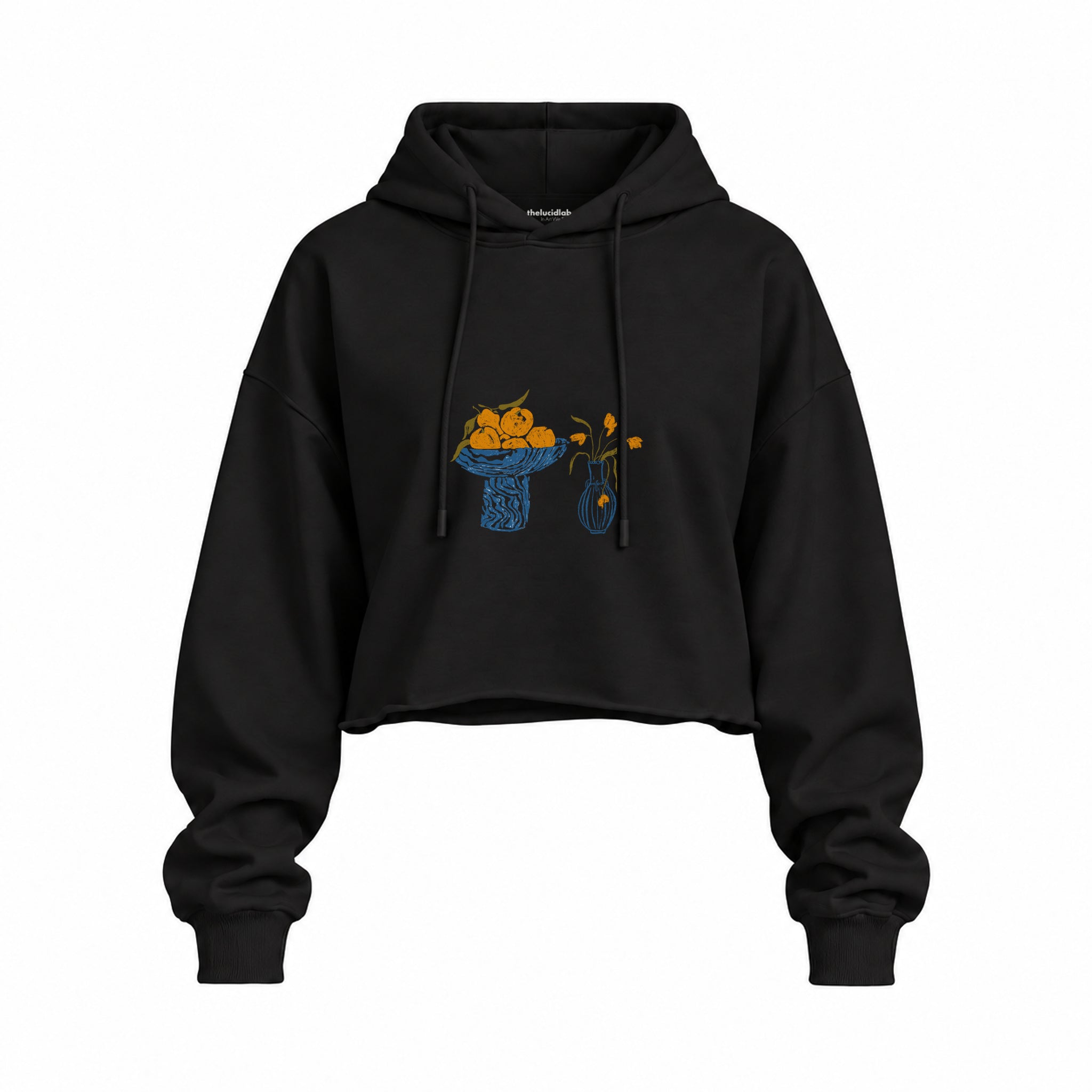 Dolce Calma Oversize Crop Hoodie — Siyah — Ön baskı