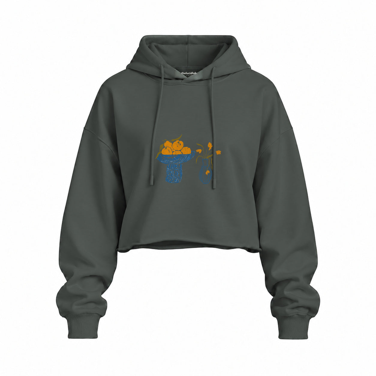 Dolce Calma Oversize Crop Hoodie — Antrasit — Ön baskı