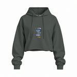 Marine Pattern Study Oversize Crop Hoodie — Antrasit — Ön baskı