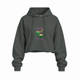 Roll With It Oversize Crop Hoodie — Antrasit — Ön baskı
