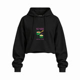 Roll With It Oversize Crop Hoodie — Siyah — Ön baskı