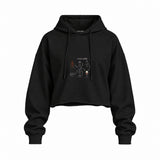 Irish Coffee Oversize Crop Hoodie — Siyah — Ön baskı