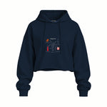Negroni Oversize Crop Hoodie — Lacivert — Ön baskı