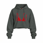 Red Bikini Oversize Crop Hoodie — Antrasit — Ön baskı