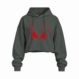 Red Bikini Oversize Crop Hoodie — Antrasit — Ön baskı