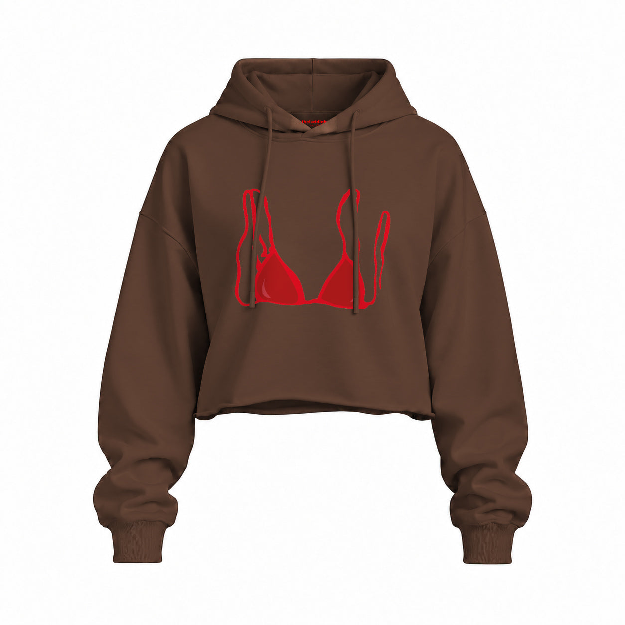 Red Bikini Oversize Crop Hoodie — Kahverengi — Ön baskı