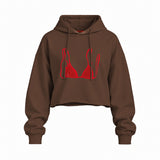 Red Bikini Oversize Crop Hoodie — Kahverengi — Ön baskı