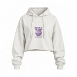 Meet Me At The Disco Oversize Crop Hoodie — Beyaz — Ön baskı