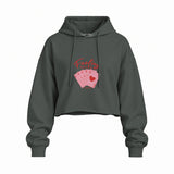 Feeling Lucky Oversize Crop Hoodie — Antrasit — Ön baskı