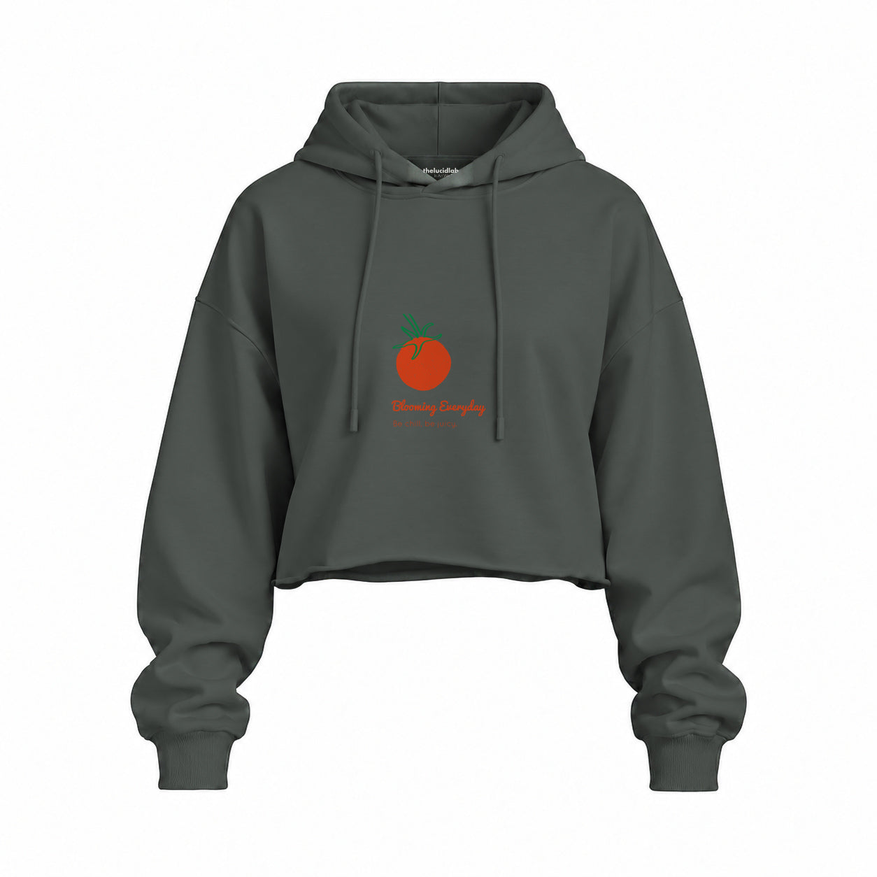 Tomato Oversize Crop Hoodie — Antrasit — Ön baskı