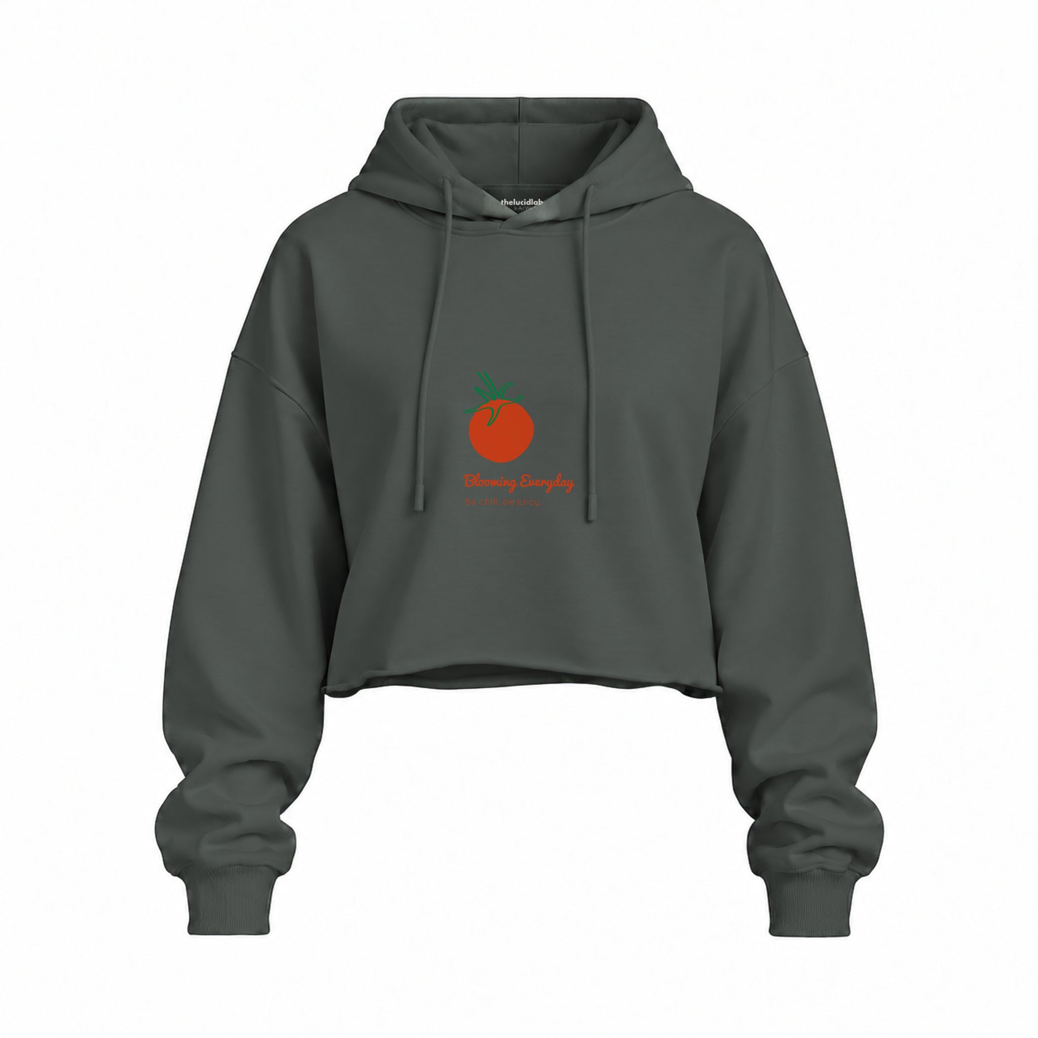 Tomato Oversize Crop Hoodie — Antrasit — Ön baskı