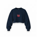 Raspberry Oversize Crop Sweatshirt — Lacivert — Ön baskı