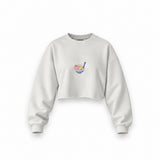 Ramen Bowl Club Oversize Crop Sweatshirt — Beyaz — Ön baskı