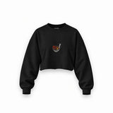 Ramen Bowl Club Oversize Crop Sweatshirt — Siyah — Ön baskı