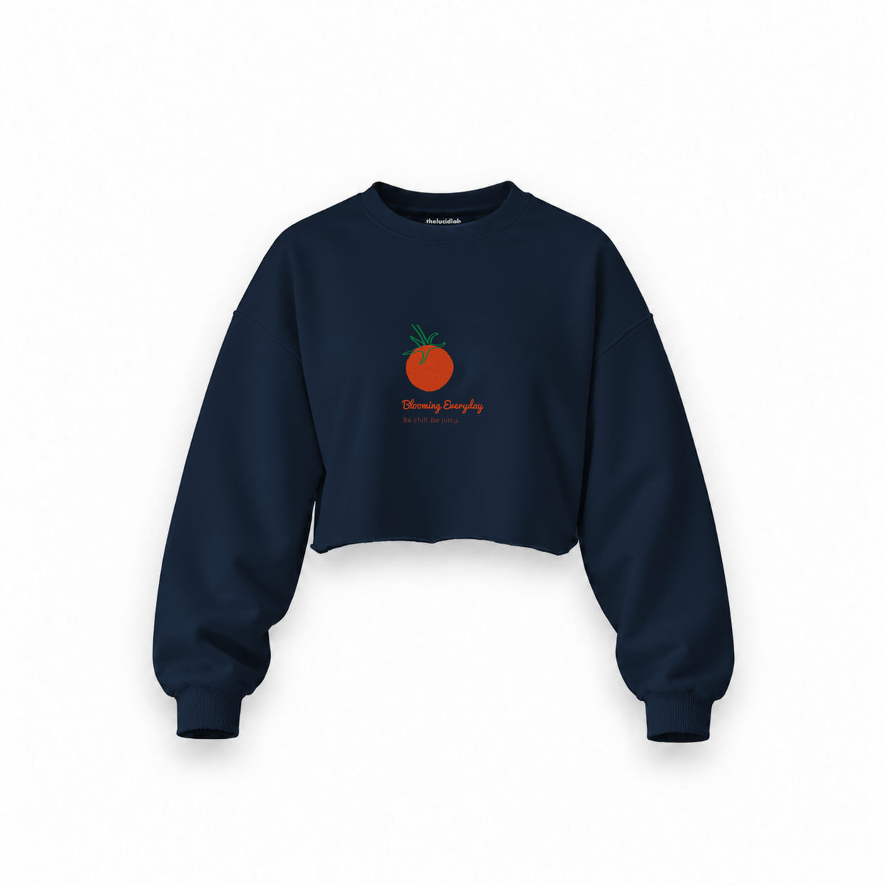Tomato Oversize Crop Sweatshirt — Lacivert — Ön baskı