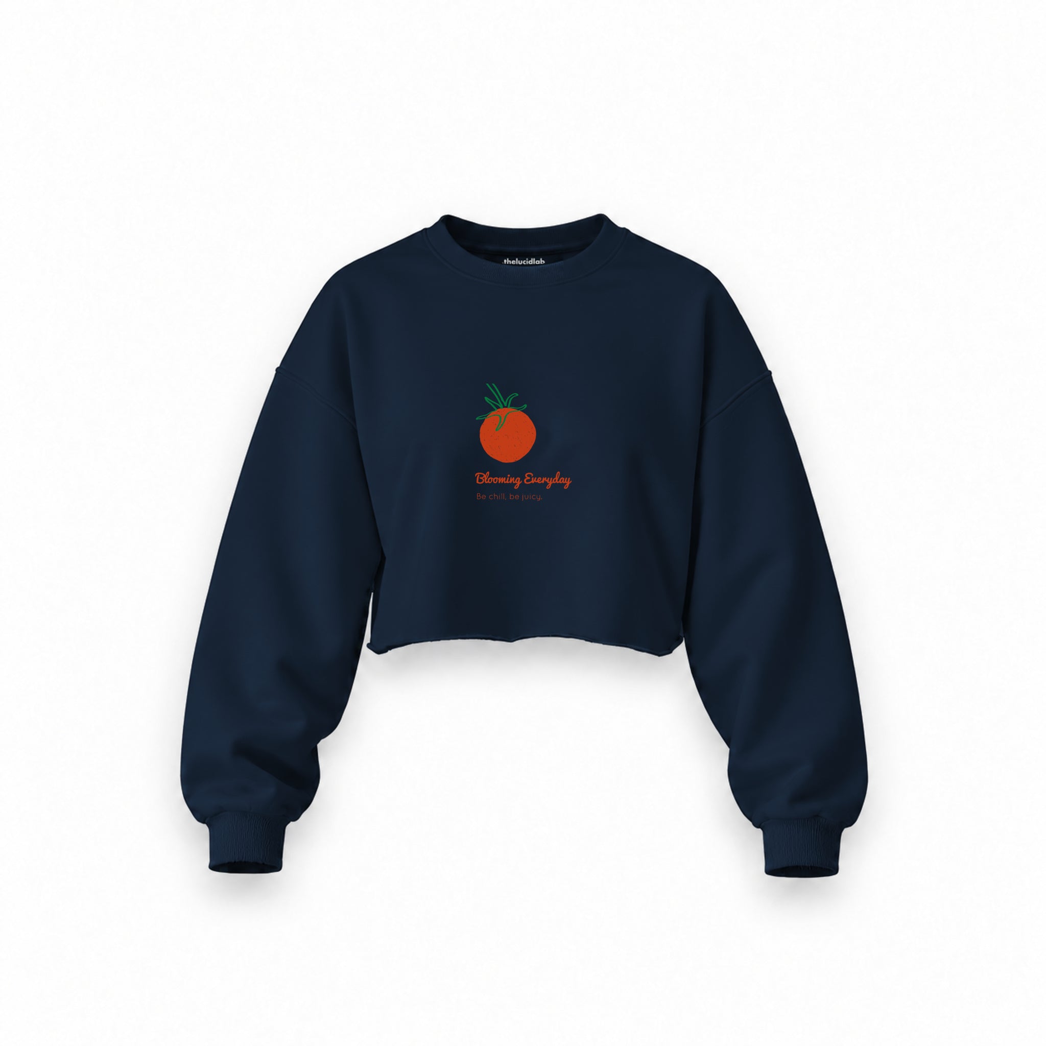 Tomato Oversize Crop Sweatshirt — Lacivert — Ön baskı