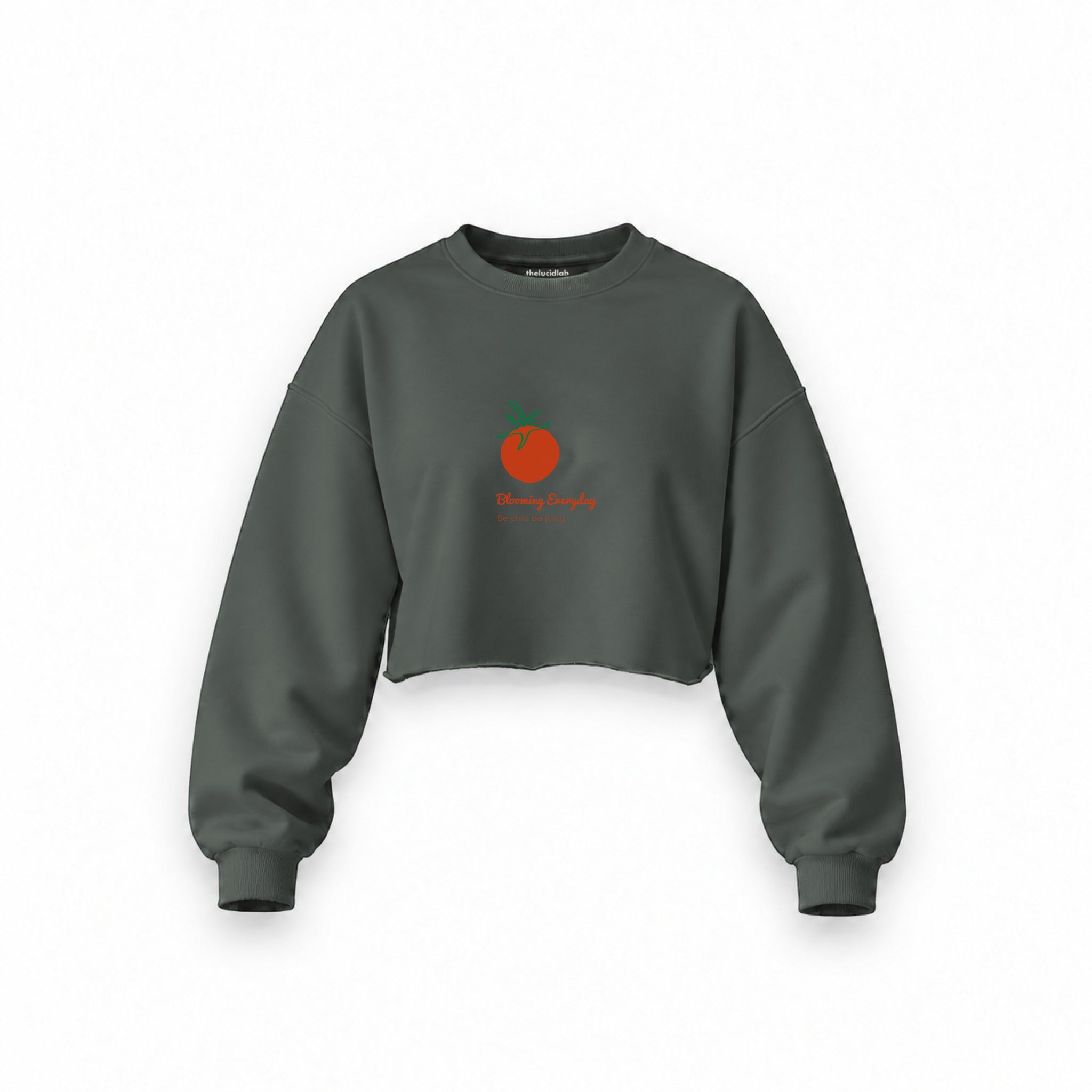 Tomato Oversize Crop Sweatshirt — Antrasit — Ön baskı