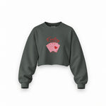 Feeling Lucky Oversize Crop Sweatshirt — Antrasit — Ön baskı