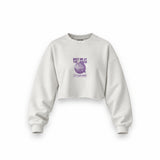 Meet Me At The Disco Oversize Crop Sweatshirt — Beyaz — Ön baskı