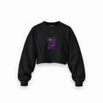 Meet Me At The Disco Oversize Crop Sweatshirt — Siyah — Ön baskı