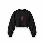 CIN CIN Oversize Crop Sweatshirt — Siyah — Ön baskı