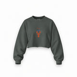 CIN CIN Oversize Crop Sweatshirt — Antrasit — Ön baskı