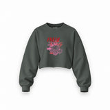 Fresh & Tasty Oversize Crop Sweatshirt — Antrasit — Ön baskı