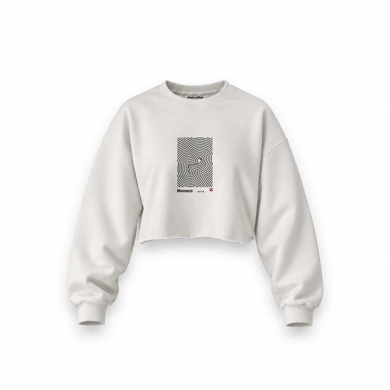Circuit de Monaco Artwork Oversize Crop Sweatshirt — Beyaz — Ön baskı