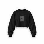 Imola Circuit Artwork Oversize Crop Sweatshirt — Siyah — Ön baskı