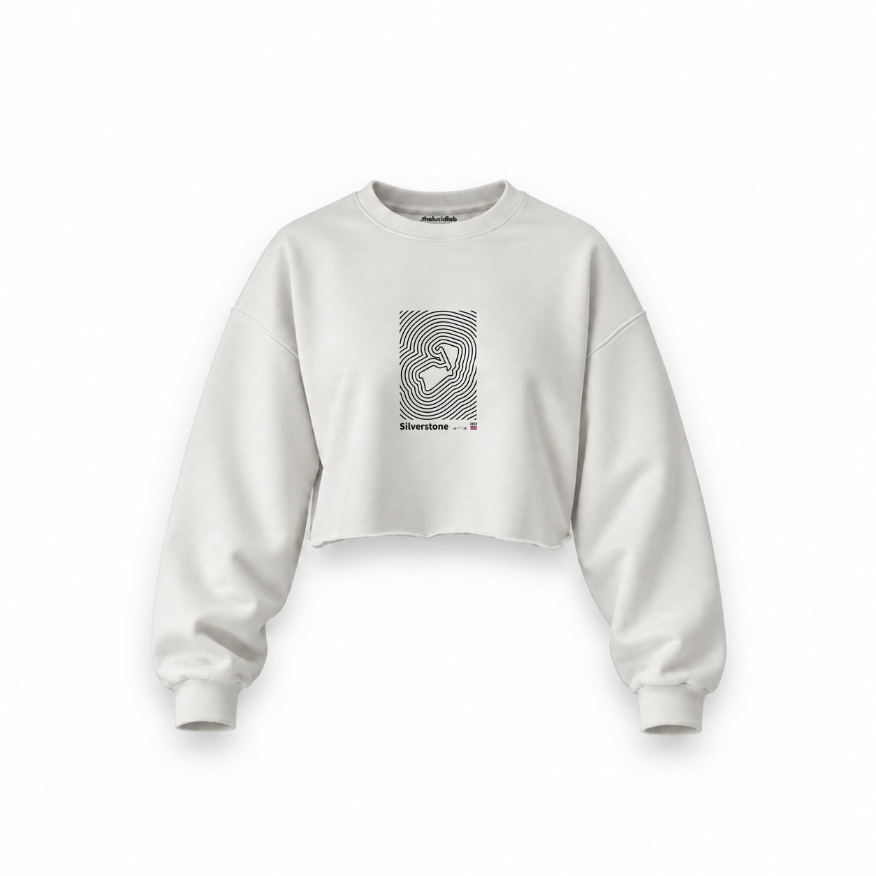 Silverstone Circuit Artwork Oversize Crop Sweatshirt — Beyaz — Ön baskı