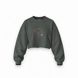 Negroni Oversize Crop Sweatshirt — Antrasit — Ön baskı