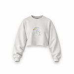 James Bond's Martini Oversize Crop Sweatshirt — Beyaz — Ön baskı