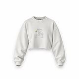 James Bond's Martini Oversize Crop Sweatshirt — Beyaz — Ön baskı