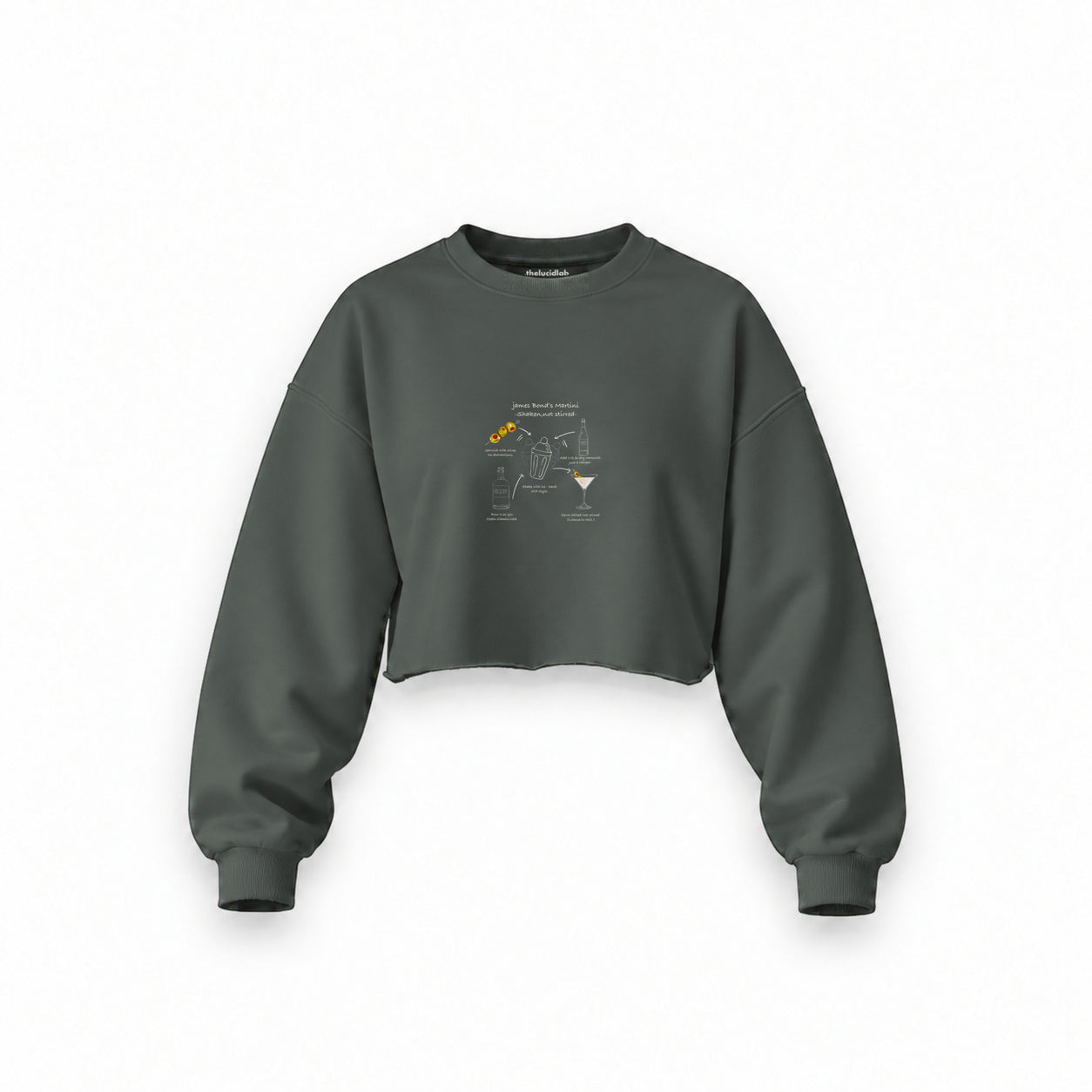 James Bond's Martini Oversize Crop Sweatshirt — Antrasit — Ön baskı