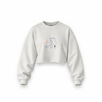 Irish Coffee Oversize Crop Sweatshirt — Beyaz — Ön baskı