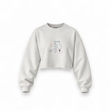 Irish Coffee Oversize Crop Sweatshirt — Beyaz — Ön baskı
