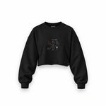 Irish Coffee Oversize Crop Sweatshirt — Siyah — Ön baskı