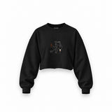 Irish Coffee Oversize Crop Sweatshirt — Siyah — Ön baskı
