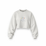 Margarita Oversize Crop Sweatshirt — Beyaz — Ön baskı