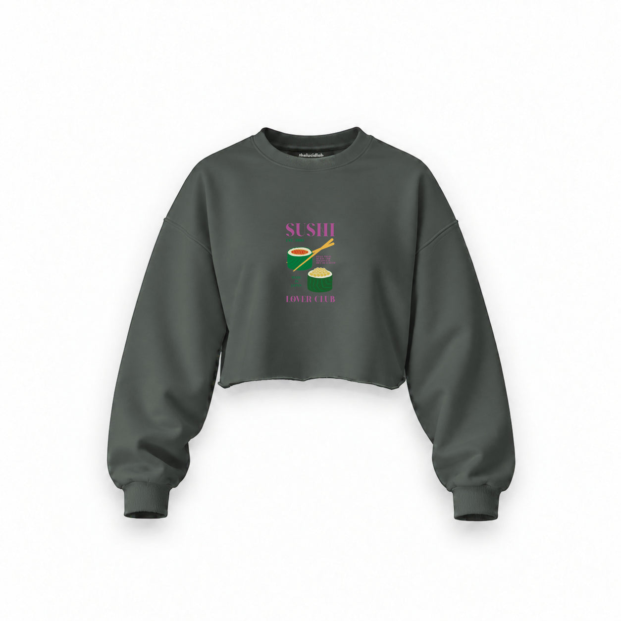 Roll With It Oversize Crop Sweatshirt — Antrasit — Ön baskı