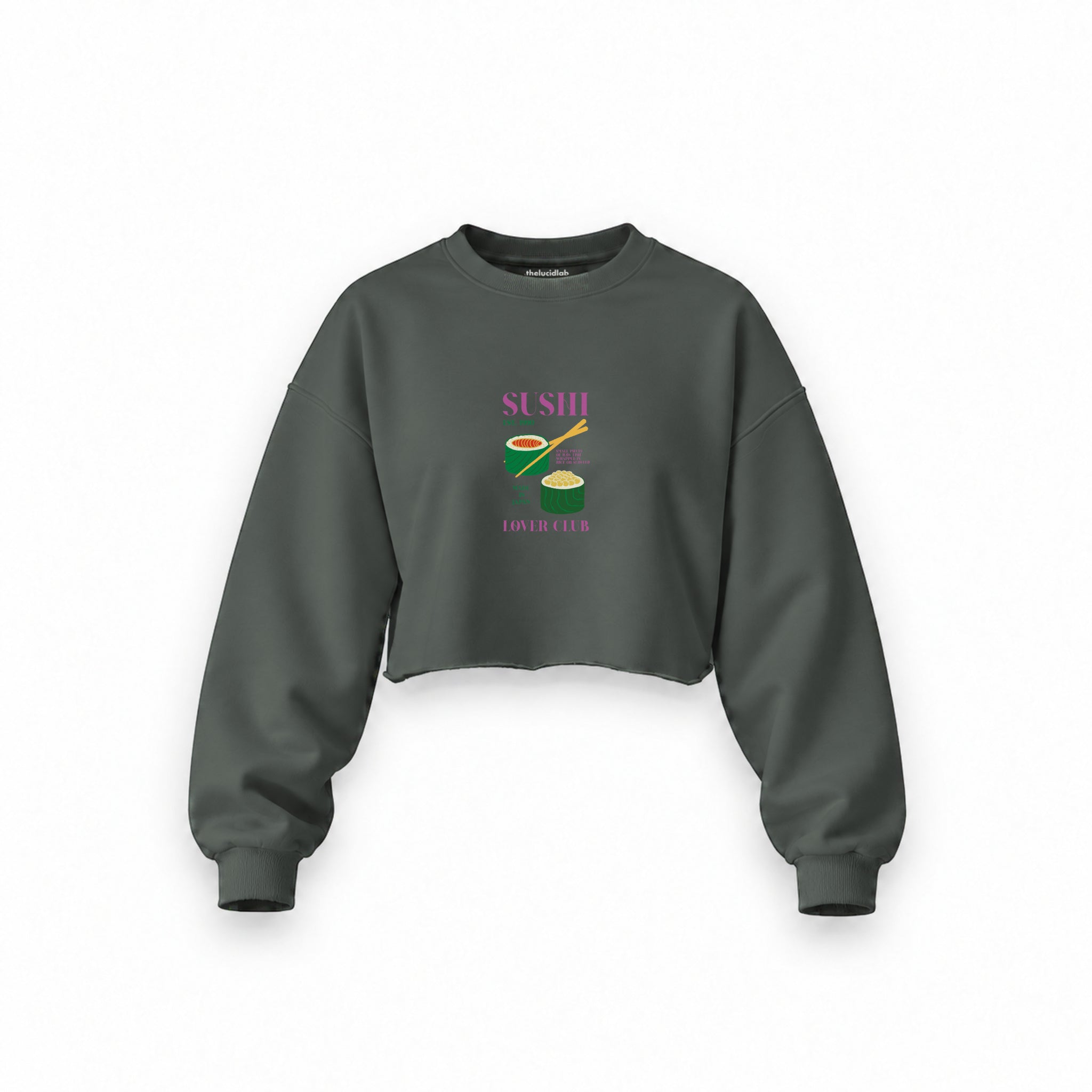 Roll With It Oversize Crop Sweatshirt — Antrasit — Ön baskı