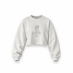 Der Kuss Oversize Crop Sweatshirt — Beyaz — Ön baskı