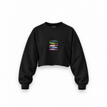Warhol’s Sardines Oversize Crop Sweatshirt — Siyah — Ön baskı