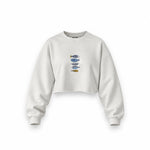 Marine Pattern Study Oversize Crop Sweatshirt — Beyaz — Ön baskı