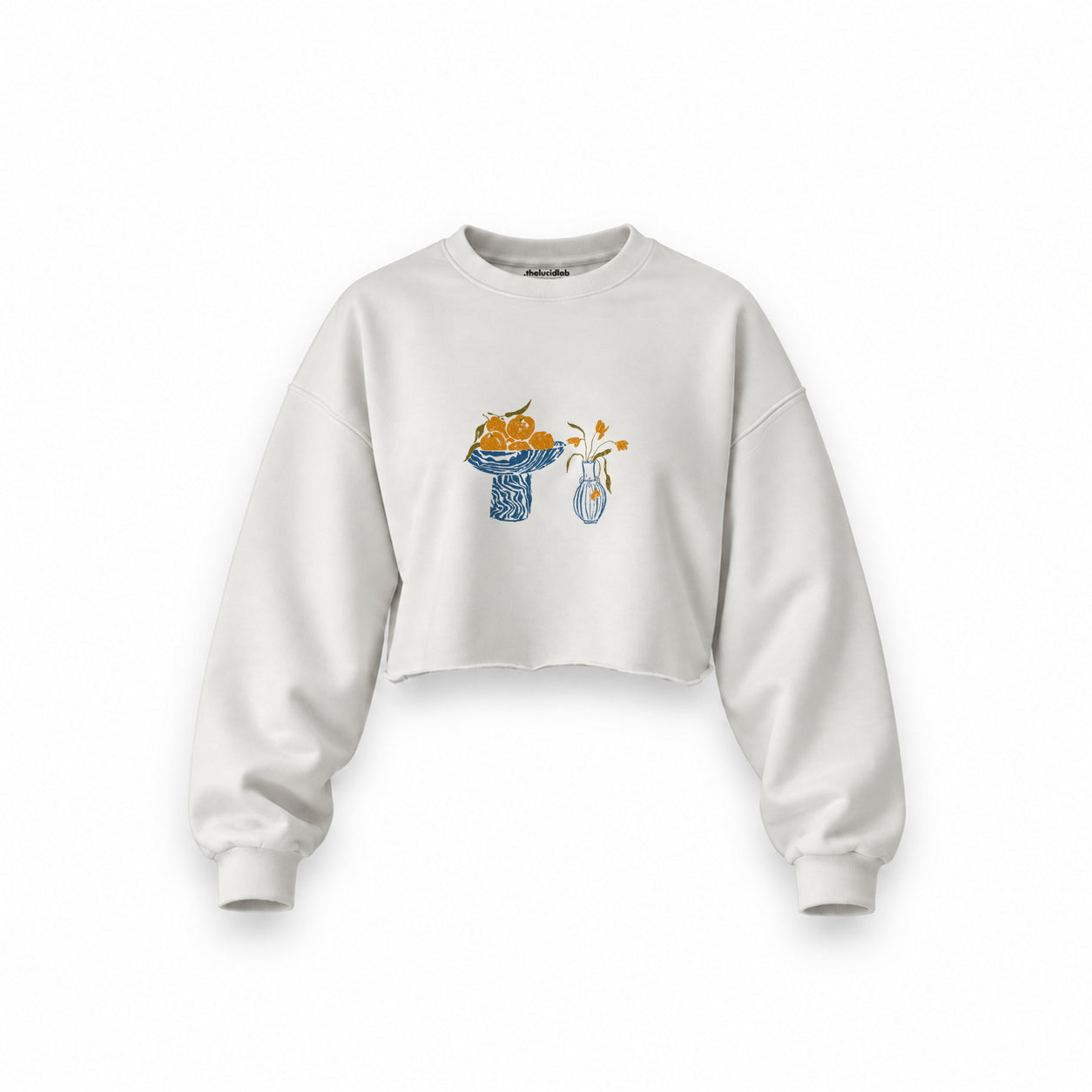 Dolce Calma Oversize Crop Sweatshirt — Beyaz — Ön baskı