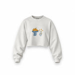 Dolce Calma Oversize Crop Sweatshirt — Beyaz — Ön baskı