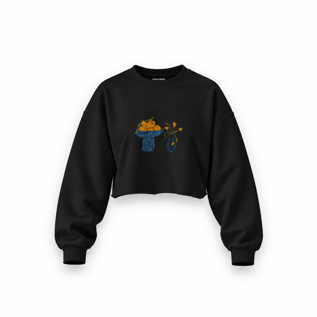 Dolce Calma Oversize Crop Sweatshirt — Siyah — Ön baskı